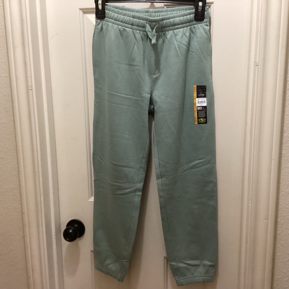 NWT Athletic Works kids green sweatpants L 10-12